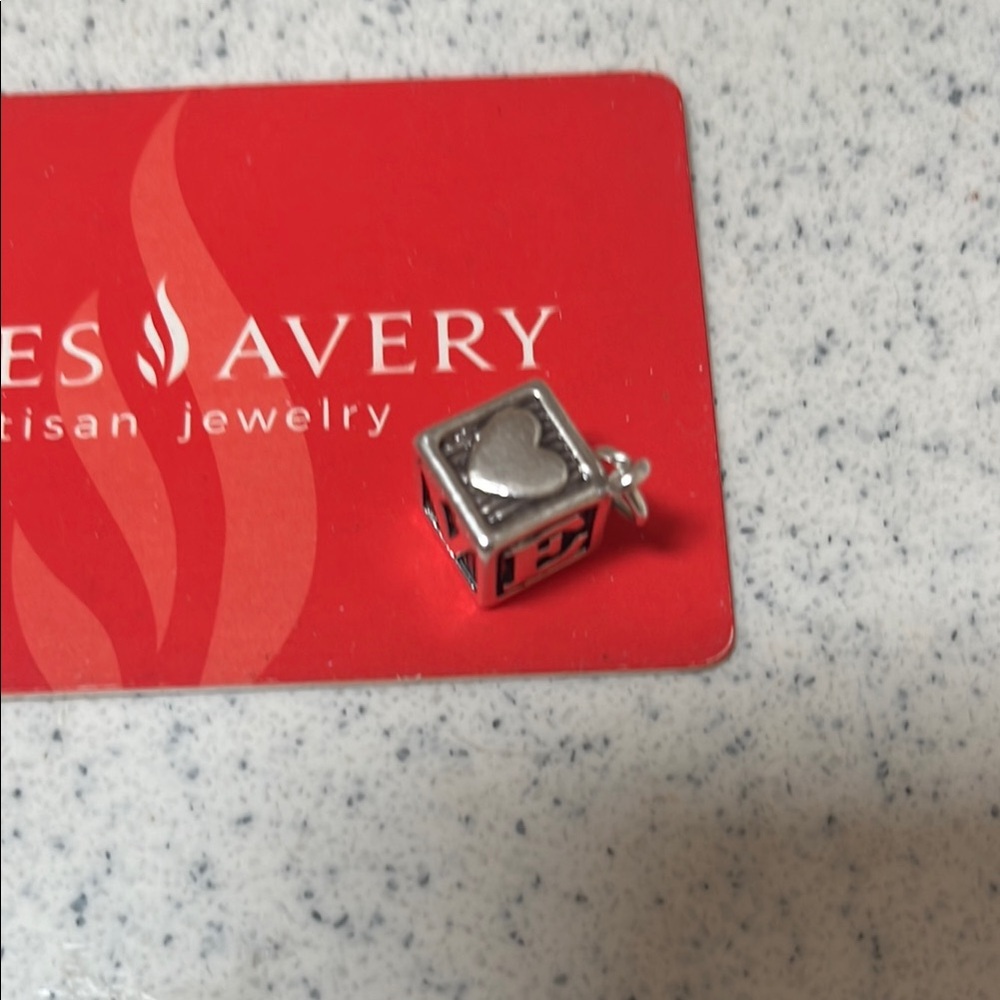 James Avery Silver and Red Heart Charm